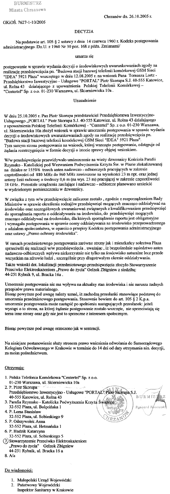 Rezygnacja IDEI decyzja burmistrza Chrzanowa